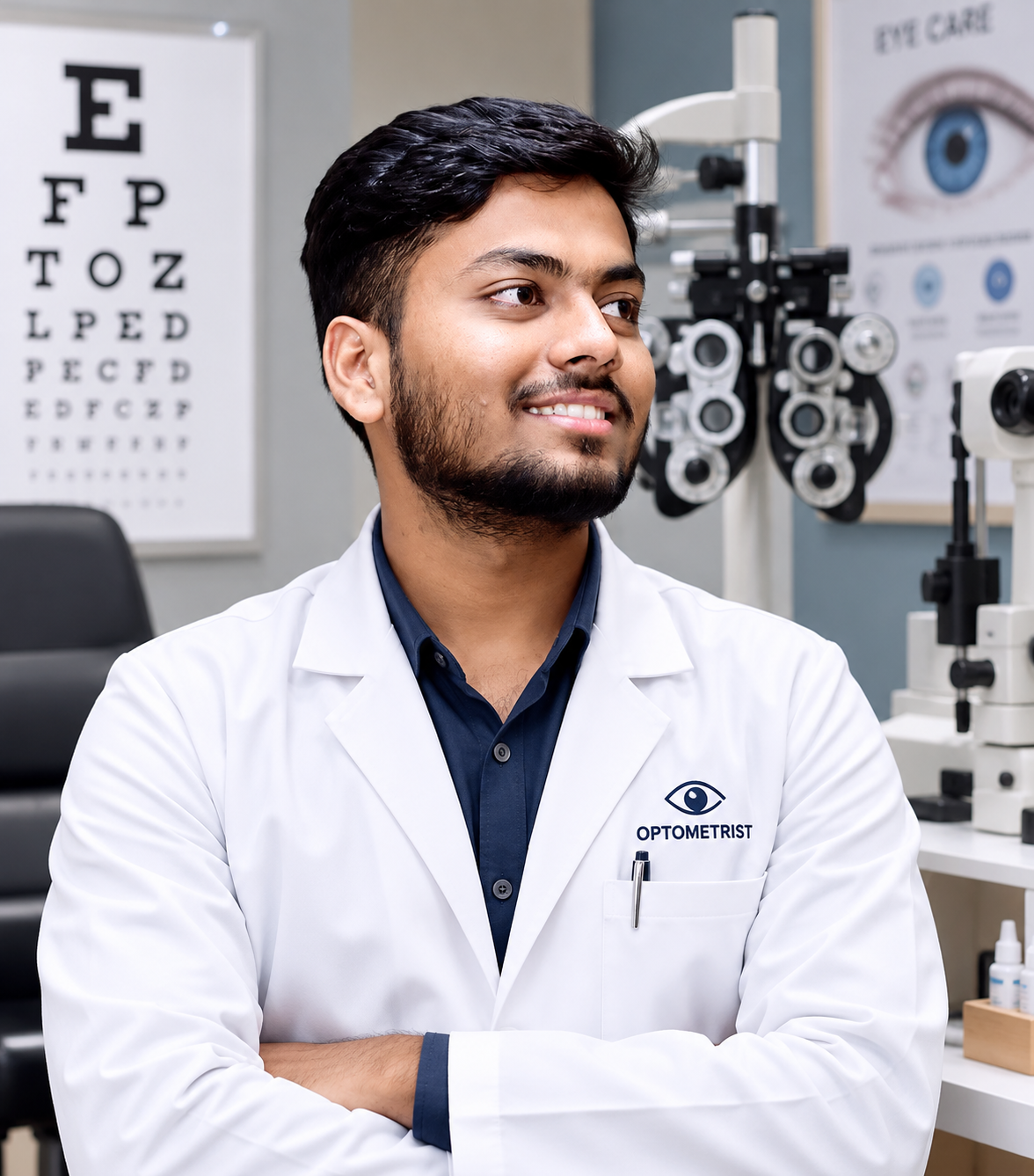 Shreyas Bhosle, Optometrist, at the Eye Planet Care clinic